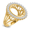 14k Gold Rhodium Ladies' Wire AA Diamond 15mm Coin Bezel Ring