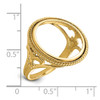 14k Yellow Gold Ladies Wire Fancy Twisted Edge 17.8mm Prong Coin Bezel Ring