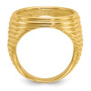 14k Yellow Gold Mens Horizontal Fluting 17.8mm Coin Bezel Ring