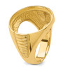 14k Yellow Gold Mens Ribbed Center Design Side 21.6mm Coin Bezel Ring