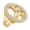 14ky Rhodium Ladies' Wire AA Diamond 22mm Coin Bezel Ring