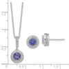Sterling Silver Polish Rhodium-plated CZ 18in Necklace/Post Earrings Set QG6198
