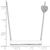 Rhodium-plated Sterling Silver CZ Heart w/2in ext. Bar Necklace
