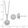 Sterling Silver Polish Rhodium-plated CZ 18in Necklace/Post Earrings Set QG6191