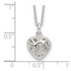 Sterling Silver Polished Puffed Filigree Heart Necklace