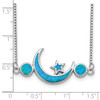 Sterling Silver Rhodium-plated Created Opal Moon and Star Necklace