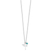 Rhodium-plated Sterling Silver Created Blue Opal Cross Necklace