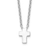 Rhodium-plated Sterling Silver w/2in ext. Polished Cross Necklace