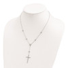 Rhodium-plated Sterling Silver CZ Cross Drop Necklace