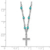 Sterling Silver Rhodium-plated CZ Cross Simulated Turquoise 2in ext Necklace