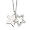 Sterling Silver Polished Beaded Cut-Out Star Pendant Necklace