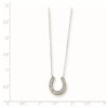 Sterling Silver Horseshoe 16in w/2in ext CZ Necklace