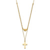 14k Yellow Gold Polished 2-Strand Diamond-cut Cross & Heart w/2in. Ext. Necklace