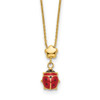 14k Yellow Gold Polished Enameled Flower with Ladybug 16.5in Necklace