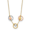 14K Tri-color Gold Polished Diamond-cut 3 Circle Beads Necklace