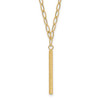 14k Yellow Gold Polished Oval Link Diamond-cut Bar Necklace
