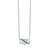 14k White Gold w/ Blue and White Diamond Triple Heart Pendant Necklace