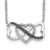 14k White Gold w/ Black and White Diamond Triple Heart Pendant Necklace