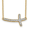 14k Yellow Gold Diamond Sideways Cross 18in Necklace PM4691-010-YA