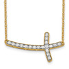 14k Yellow Gold Diamond Sideways Cross 18in Necklace PM4691-025-YA