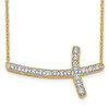 14k Yellow Gold Diamond Sideways Cross 18in Necklace PM4691-050-YA