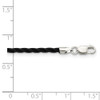 Sterling Silver 16 inch 2mm Black Twisted Rubber Necklace