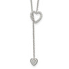 Sterling Silver Polished Adjustable Heart with CZ Necklace