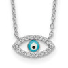 Rhodium-plated Sterling Silver Enamel Eye w/CZ Necklace