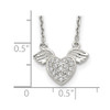 Sterling Silver Polished CZ Heart w/Wings Necklace