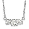 Rhodium-plated Sterling Silver CZ 3-Stone w/1in ext. Necklace