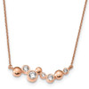 Sterling Silver Rose Gold-plated CZ w/1in ext Fancy Bar Necklace