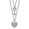 Rhodium-plated Sterling Silver CZ Heart Lock/Key w/2in ext Necklace