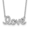 Rhodium-plated Sterling Silver CZ LOVE w/1in ext Necklace