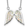 Sterling Silver Rhodium-plated Created Opal Wings w/1.5in ext Necklace