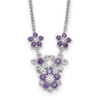 Sterling Silver Purple and Clear CZ Flower Necklace