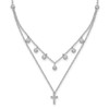 Rhodium-plated Sterling Silver CZ Cross w/ 2in ext. Necklace