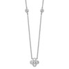 Rhodium-plated Sterling Silver Polished CZ Flower with 2in ext. Necklace