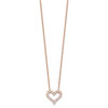 Sterling Silver Rose-tone CZ Heart w/ 2in ext. Necklace