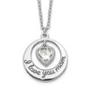 Sterling Silver Rhodium-plated CZ Heart LOVE YOU MOM w/2in ext Necklace