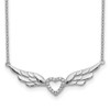 Rhodium-plated Sterling Silver CZ Heart w/Wings w/1in ext Necklace