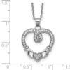 Sterling Silver Claddagh Heart CZ W/ 1 in ext.Necklace