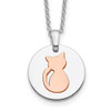 Sterling Silver Rhodium-plated Rose Gold-plated Cat w/2in ext Necklace