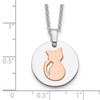 Sterling Silver Rhodium-plated Rose Gold-plated Cat w/2in ext Necklace