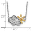 Sterling Silver Rhodium-plated Gold-tone CZ Cloud w/Sun 2in ext Necklace