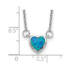 Rhodium-plated Sterling Silver Created Opal Heart w/ 4in ext. Choker Necklace