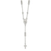 Sterling Silver Polished Mary and Cross Y-drop 1.75in ext. Necklace