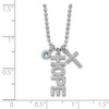 Rhodium-plated Sterling Silver CZ and Cross Diamond-cut Bead Chain Necklace