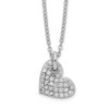 Rhodium-plated Sterling Silver Polished CZ Heart Necklace