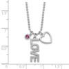 Rhodium-plated Sterling Silver CZ and Heart Diamond-cut Bead Chain Necklace