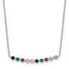 Rhodium-plated Sterling Silver Polished Multi-color CZ Bar Necklace